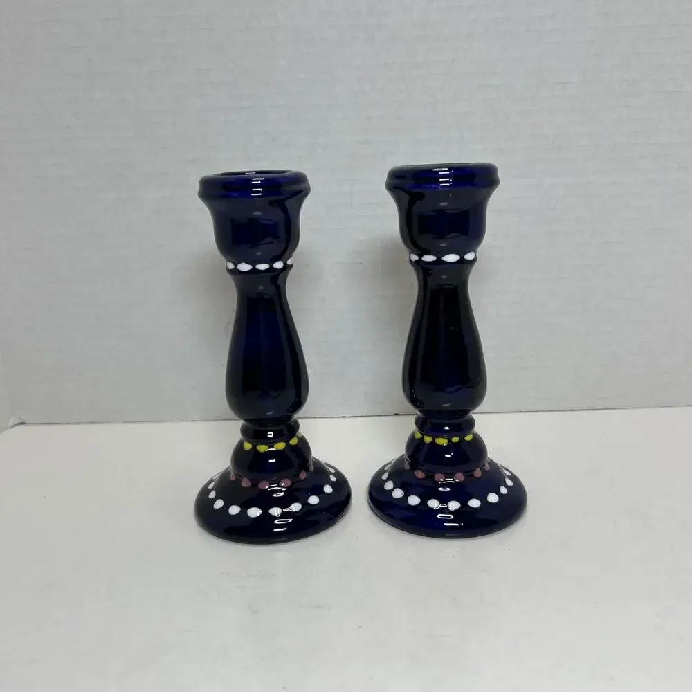 Pair Of Cobalt Blue Ceramic 6